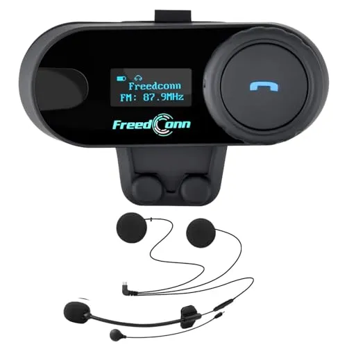 FreedConn T-COM SC Motorrad Intercom Bluetooth Headset - Motorrad-Headset mit Bluetooth 5.0, unterstützt bis zu 3 Benutzer, LCD-Display und wasserdicht. Genießen Sie klare Kommunikation und Musik während der Fahrt!