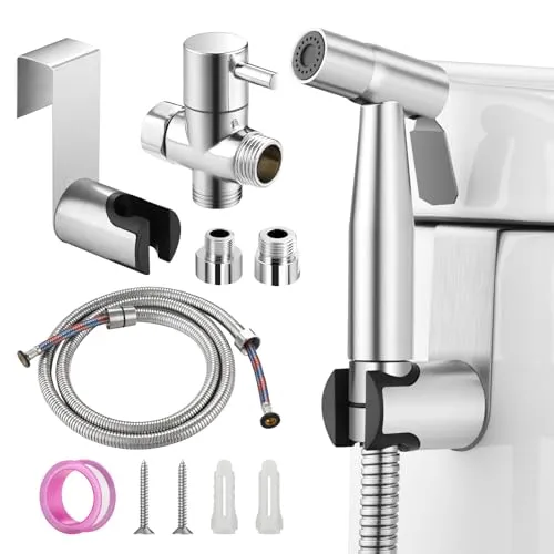Mornwaen Bidet Handbrause, Edelstahl Bidetaufsatz für Toiletten, Einstellbarer Hochdruck-Sprühkopf für die Intimhygiene, zum Baden von Haustieren und zur Reinigung (G1/2