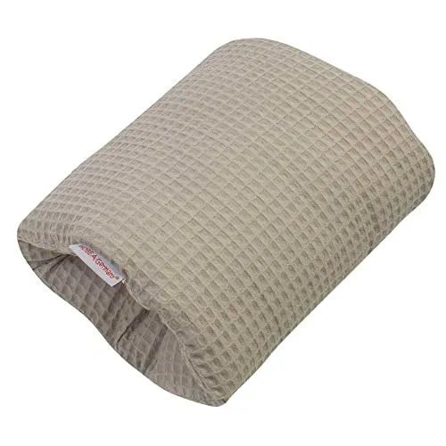 Mini-Stillkissen Waffelmuster taupe - Kissen für bequemes Stillen unterwegs, mit atmungsaktivem Baumwollstoff und geräuschloser Füllung für optimalen Komfort.