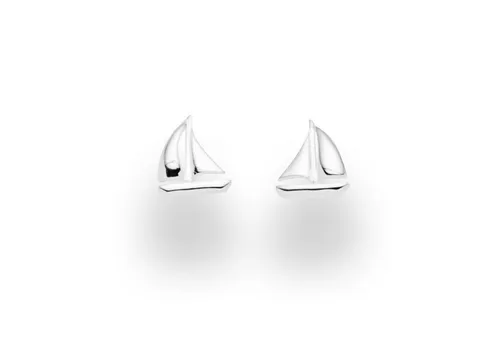 DUR Schmuck Ohrstecker AHOI Segelschiff - Rhodiniertes Silber 925 - Maritimer Ohrschmuck aus 925er Sterlingsilber, ideal für Damen, die das Meer lieben und stilvolle Akzente setzen möchten.