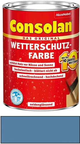 Consolan Wetterschutzfarbe taubenblau 218 2,5L Holzfarbe Deckfarbe