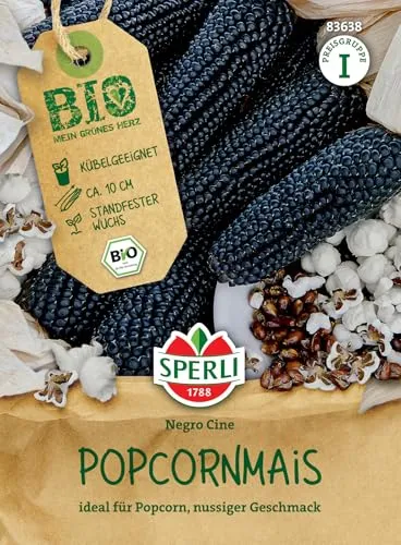 Sperli BIO Popcornmaissamen 83638 - ideal für Popcorn - nussiger Geschmack - Inhalt für 30 Pflanzen - Gemüsesamen, Samen Gemüse, Gemüsepflanzen, Saatgut