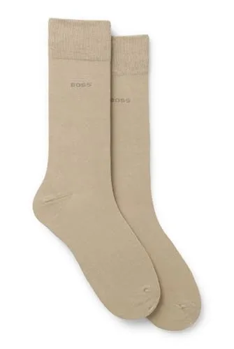 BOSS Herren 2P RS Uni CC Zweierpack mittelhohe Socken aus Baumwoll-Mix Beige 43-46