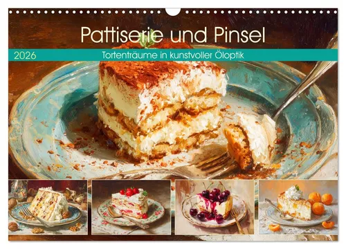 Pattiserie und Pinsel. Tortenträume in kunstvoller Öloptik (Wandkalender 2026 DI