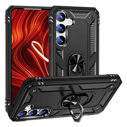 NALIA Military-Style Ringhülle - Extrem robuste Schock-resistente Outdoor-Hülle für Samsung Galaxy S24 Plus, mit 360-Grad drehbarem Ring und praktischer Standfunktion für freihändiges Nutzen