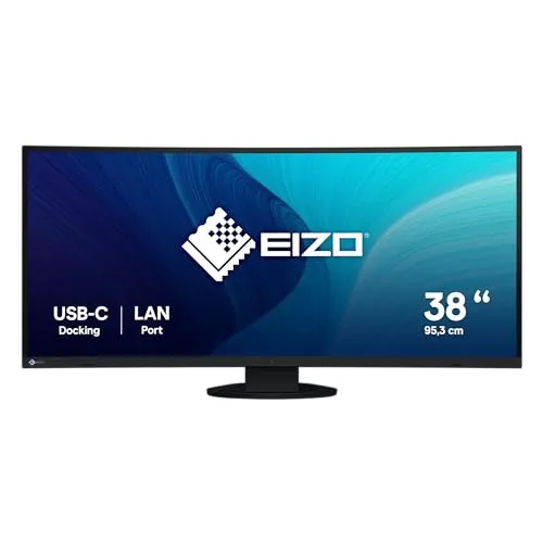 Eizo FlexScan EV3895-BK - 37,5 Zoll Curved LED-Monitor mit UWQHD Auflösung, IPS-Panel und USB-C für beeindruckende Bildqualität und vielseitige Anschlussmöglichkeiten