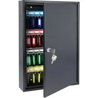 HMF Schlüsselkasten - abschließbarer Schlüsselschrank mit 64 Haken - Schlüsselkästen mit verstellbaren Hakenleisten für optimale Organisation. Ideal für Zuhause, Büro oder Unternehmen – nie wieder den Überblick verlieren!