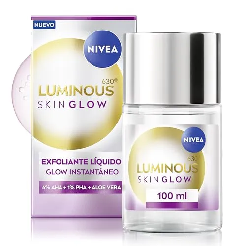 NIVEA LUMINOUS630 SKIN GLOW Flüssigpeeling (100 ml), Peeling ohne Ausspülen für ein sanftes und effektives Hautpeeling, Gesichtspeeling mit AHA, PHA und Aloe Vera für alle Hauttypen