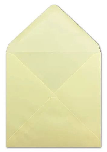 Quadratische Briefumschläge Hellgelb - 15,5 x 15,5 cm - 100 g/m² Nassklebung spitze Klappe - aus der Serie Colours-4-you - Glüxx-Agent 25