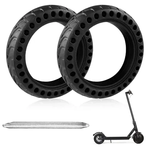 Lectorias 2 Stück Scooter Reifen 8.5 Zoll, Elektroroller Durable Anti-Slip Tyre Schwarz, Reifen Verdickt Schlauch mit Metallspudger, Roller Vorder Hinterreifen Ersatzräder Gummireifen für M365