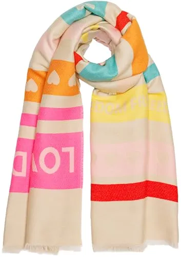 Caspar Modeschal SC540 - Weicher Damen Schal mit buntem Muster - Modeschals, angenehm warm & weich, ideal für Frühling, Herbst & kühle Wintertage in beige pink orange.