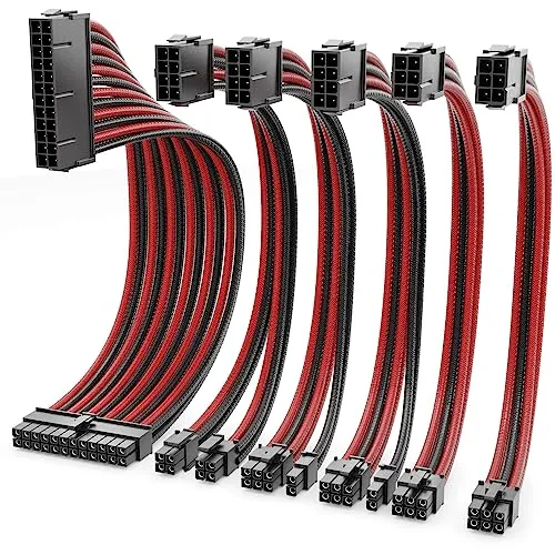deleyCON Netzteil Kabel Set 6-Teilig 30cm - Netzteile, hochwertiges 6-teiliges Set mit 30cm Kabeln für optimale Verbindung und zuverlässige Stromversorgung von Computer-Motherboards.