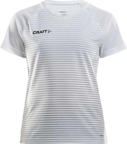 CRAFT Pro Control Stripe Jersey W Weiß/Silber L - Stylisches und funktionales Damen-Kurzarmshirt von Craft in Weiß/Silber. Mit Mesh-Einsätzen für optimale Belüftung und hervorragender Bewegungsfreiheit für sportliche Aktivitäten.