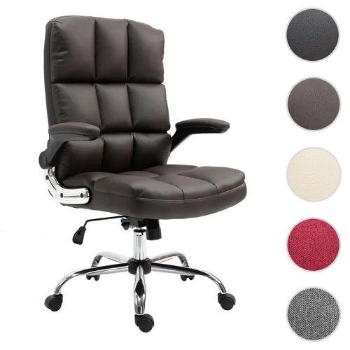 Bürostuhl HWC-J21, Ergonomischer Chefsessel aus Kunstleder - Bürostuhl mit ergonomischer Form und extra dicker Polsterung für hohen Sitzkomfort. Höhenverstellbare Armlehnen und Wippmechanik sorgen für individuelle Anpassung und Entspannung während langer Arbeitstage.
