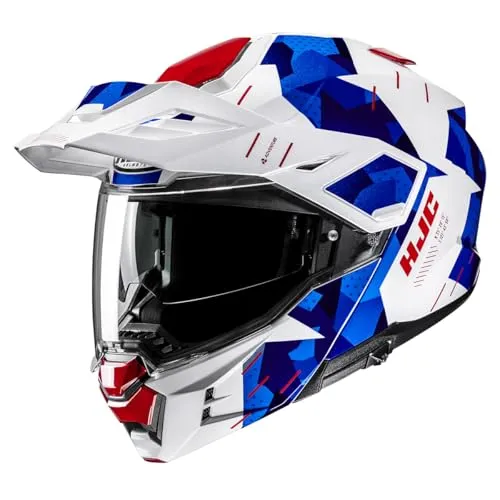 HJC I80 Roki MC21 Modular Helm XS - Modularer Sport-Adventure Helm für Erwachsene, bietet optimalen Schutz und Komfort beim Motorradfahren. Leichtes Polycarbonat-Design in Blau-weiß Rosso.