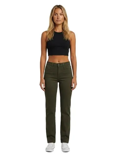 ESRA High Waist Damen Hose - Elegante Business Hose aus Baumwolle - Hochwertige High Waist Damenhose in Grün, ideal für Büro und Freizeit. Der bequeme Stretch-Stoff sorgt für maximalen Komfort und eine schmeichelhafte Silhouette. Vielseitig kombinierbar für einen eleganten Look.