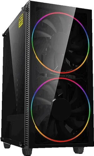 GameMax Black Hole Gaming Gehäuse | ATX Midi-Tower mit 2x 200mm ARGB LED Lüftern