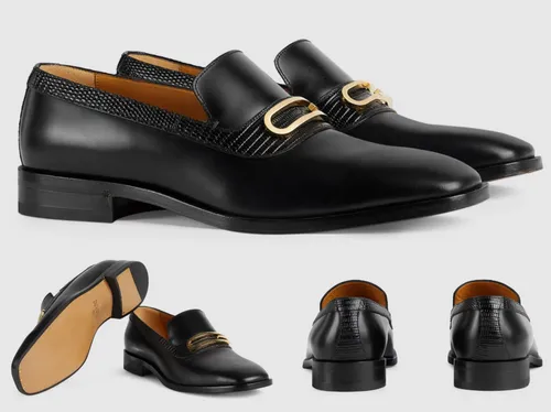GUCCI Lizard G Slip-On Loafers in schwarz von GUCCI
