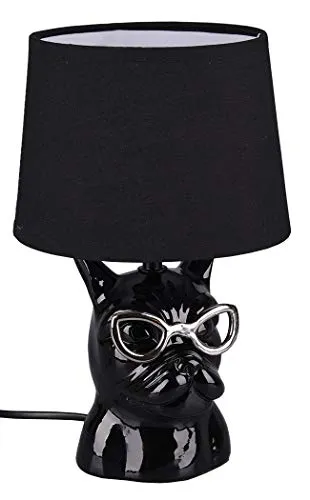 Tischleuchte DOSY von REALITY Leuchten - Nachttischlampe in Hundekopf-Design, ideal für Tierliebhaber und stilvolle Akzente im Wohnbereich. Schnurschalter für bequeme Bedienung, Höhe 29cm, Durchmesser 18cm.