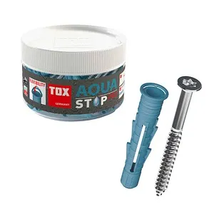 Tox Aqua Stop Pro Allzweck-Dichtdübel 8/50 mit Schrauben - 20 Stück - Praktischer Allzweck-Dichtdübel 8/50 für geflieste Wände und Böden. Mit Doppel-Dichtlippen für optimale Abdichtung und rostfreier Schraube. Ideal für Bäder, Küchen und mehr.