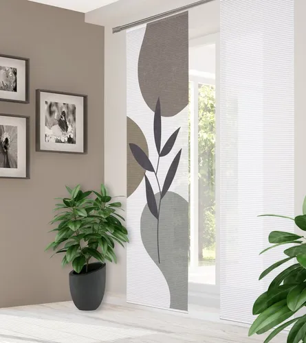 HOME in green Schiebegardine FRONDA, Paneelwagen - Gardinen mit halbtransparentem Design, aus recyceltem Polyester in stilvoller Bambusoptik, ideal für Sichtschutz und Raumteilung.