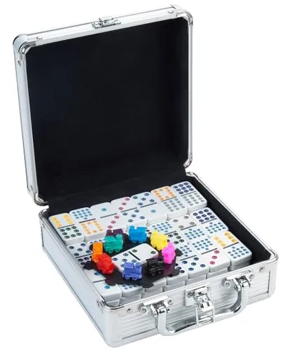 Weible Mexican Train im Alukoffer – Gesellschaftsspiel für die ganze Familie - Puzzles, Gesellschaftsspiele, Legespiele – Spaß für Jung und Alt mit hochwertigem Alukoffer und mehrsprachiger Anleitung.