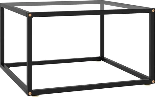 The Living Store Couchtisch Schwarz mit Hartglas 60x60x35 cm