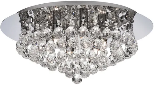 Xxxl Deckenleuchte mit Behang, 20 cm - Moderne Chrom-Deckenleuchte aus Metall und Glas, perfekt für stilvolle Innenbeleuchtung über dem Esstisch.