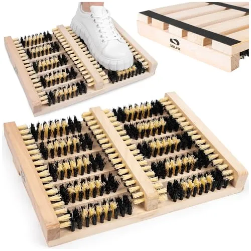 SULPO Schuhabstreifer Aussen - Robuste Schuhbürste Wetterfest, rutschfest, Extra Harte Borsten für Matsch, Sand, Schnee, Farbe Beige