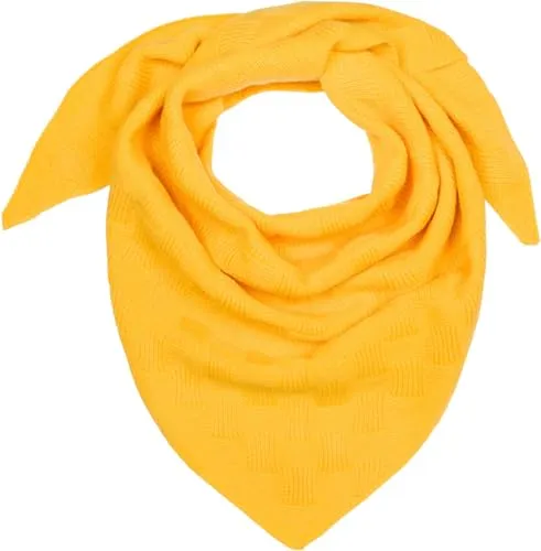 styleBREAKER Damen XXL Strick Dreieck Schal Einfarbig mit Schachbrett Strickmuster, Maxi Schal, Dreieckstuch, Warmes Winter Tuch 01020047, Farbe:Curry