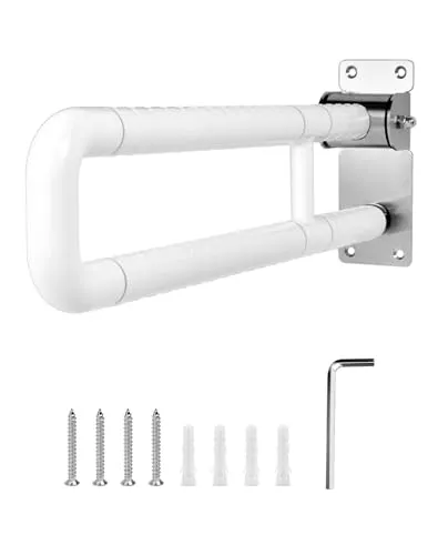 QWORK® Wandstützgriff, Klappbar, 60cm, Edelstahl,Tragfähigkeit 200 kg