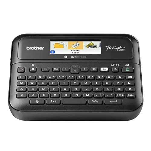 Brother PT-D610BT Vielseitiger Desktop-Etikettendrucker, P-Touch Desktop-Etikettierer, QWERTY-Tastatur, sehr langlebige Etiketten bis zu 24 mm breit, UK-Stecker