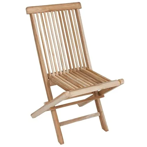 Spetebo Teak Klappstuhl Natur Exclusiv - 90 x 50 cm - Hochwertiger klappbarer Gartenstuhl aus unbehandeltem Teakholz, ideal für Garten, Terrasse und Balkon - wetterfest und robust.