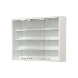 VCM Glasvitrine Agisa M - Hängend, 3 Fachböden, 57 x 40 x 10cm, weiß - Glasvitrine zur Wandmontage mit 3 Fachböden aus MDF in eleganter Holzstruktur, ideal zum Schutz und zur Präsentation Ihrer Schmuckstücke.