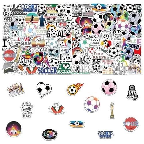 MEMOFYND 100 Fußball-Aufkleber, Schreibwaren-Aufkleber, DIY-Dekorationszubehör, wasserfeste Scrapbook-Aufkleber, niedliche Wasserflaschen-Aufkleber, geeignet für Wasserflaschen, Notizbücher