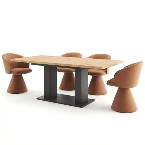 Newroom Esstisch Ausziehbar Anthrazit Wildeiche Esszimmertisch Modern