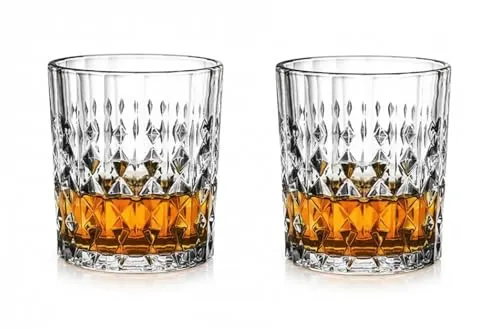 Provance Whiskyglas 2er 4er oder 6er Set, anmutige Tumbler für Whisky und Rum mit Relief, spülmaschinenfest aus Borosilikatglas (2 Stück Form 3)