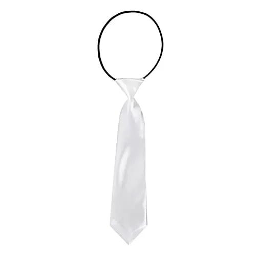 DonDon Kinder Krawatte im Seidenlook glänzend – 7,0 cm breit – mit elastischem Gummiband - weiß