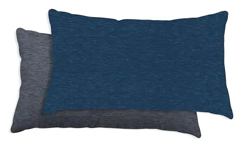 one-home Winter Biber Bettwäsche Meliert Melange Baumwolle Kuschelig Warm Weich Flanell, Größe:2er Pack 40x80 cm, Farbe:dunkel blau/anthrazit