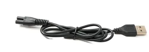 System-S USB 2.0 Kabel 80 cm Ladekabel für Philips Rasierer 5 V zu 4.3 V Adapter in Schwarz