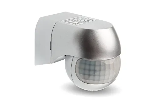 HUBER Motion 3 Compact Infrarot Bewegungsmelder 180° Innen/Außen Bewegungssensor IP44 I 230V Bewegungsmelder LED geeignet, horizontal/vertikal verstellbar, Silber