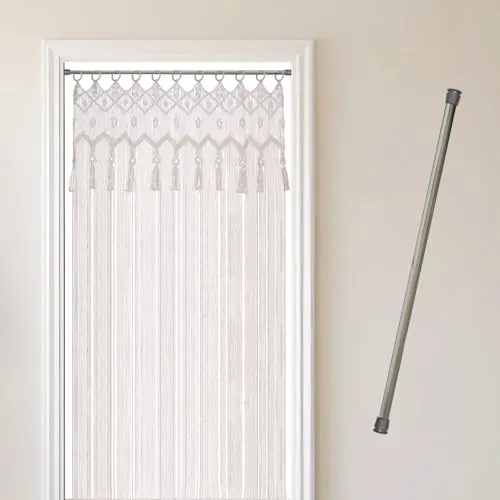 Cozyor Makramee Boho Vorhang mit Klemmstange 70-120 cm - Wandteppich aus 100% Baumwolle, handgemacht und nachhaltig. Ideal als Raumtrenner oder Dekoration, leicht ohne Bohren anzubringen und individuell kürzbar.
