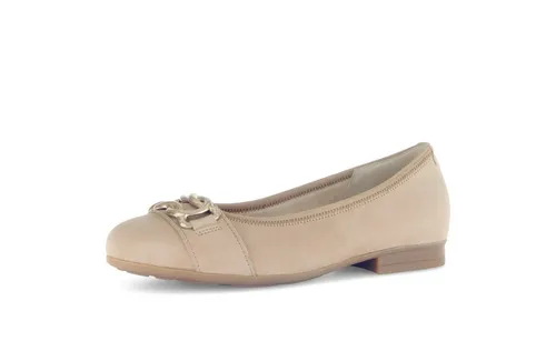 Gabor Ballerina Braun 35,5 EU – Stilvolle Eleganz - Elegante Ballerinas in Braun aus weichem Wildleder, ideal für jeden Anlass. Mit herausnehmbarer Einlegesohle für individuellen Komfort und eine Absatzhöhe von 2 cm.