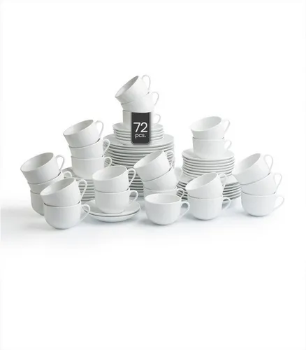 Home4You Kaffeeservice 72-tlg. VIOLA – Elegantes Porzellan für 24 Personen - Kaffeeservice für 24 Personen aus hochwertigem weißen Porzellan, spülmaschinen- und mikrowellengeeignet. Ideal für gesellige Kaffeerunden und besondere Anlässe.