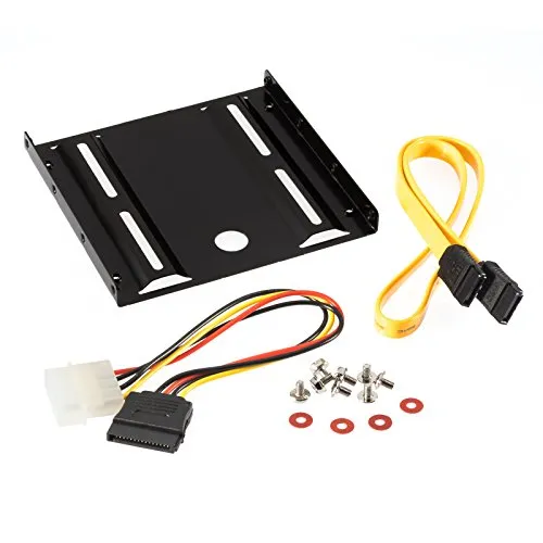 POPPSTAR Einbaukit, HDD SSD Einbaurahmen und Halterung für interne 2,5 Zoll Festplatten, inkl. Schrauben, Sata 3 Daten und Stromkabel (Sata-Molex)