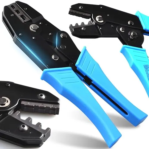 Retoo Crimpzange Kabelschuhe Kabelschuhzange für 0,5~6mm² Kabelschuh Zange für Isolierte Kabelschuhe Solar Kabel Aderendhülsenzange Crimp Zange Aderendhülsen Crimpwerkzeuge Stahl Blau