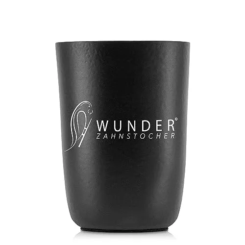 Wunder Zahnstocher mit Geschmack - 1x Zahnstocherbecher in Schwarz - Edler Becher aus Aluminium für deine einzeln verpackten Zahnstocher (Becher Schwarz einzeln)