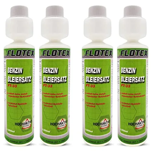 Flotex Benzin Bleiersatz, 4 x 250ml Additiv für ältere Benzinmotoren gegen Leistungsabfall und Motorschäden