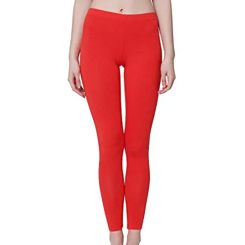 Celodoro Damen Leggings, stretchige Jersey Hose aus Baumwolle - Rot XXL