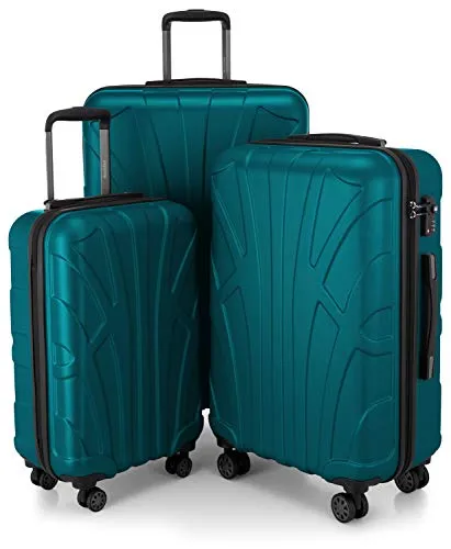 suitline 3er Koffer-Set - Hartschalen Trolley Rollkoffer - 3er Koffer-Set aus 100% robustem ABS in Aquagrün, ideal für Reisen. Inkl. TSA-Zahlenschloss, leichtgängigen Doppelrollen und cleverem Innenraum für optimale Organisation.
